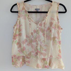 3/$30 Ann Taylor 100% Silk ruffle floral top